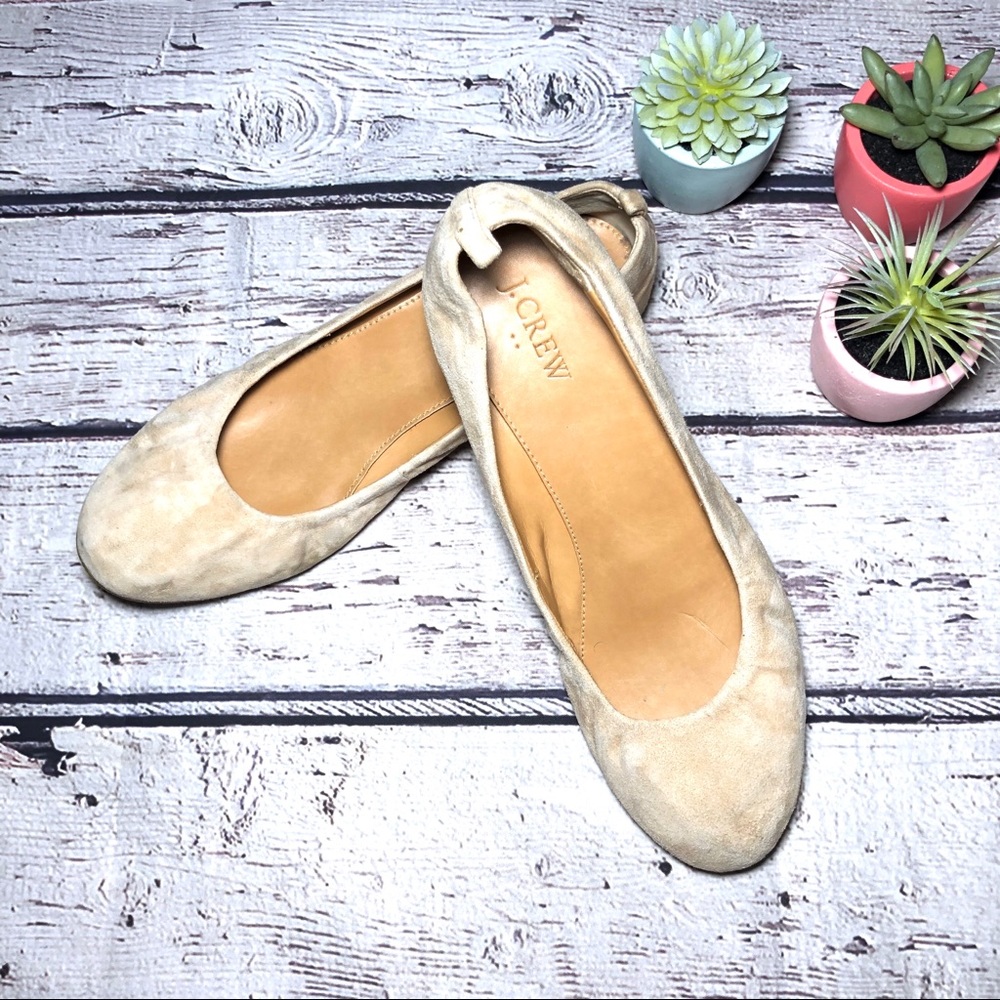 J Crew | Anya Ivory/ Beige Suede Rounded F…